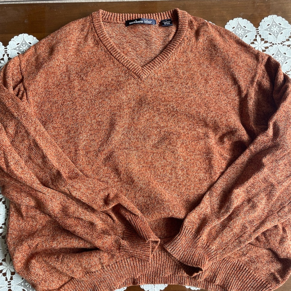 Men's Knit Orange/Tan Sweater